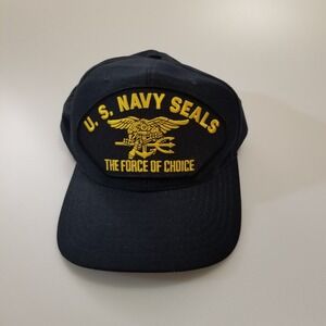 US Navy SEALS Hat Cap Snapback Blue Eagle Crest Military USA Made VTG Devgru‎